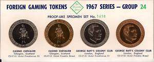 1967 FRANKLIN MINT CASINO PROOF GAMING TOKENS 1418 24  