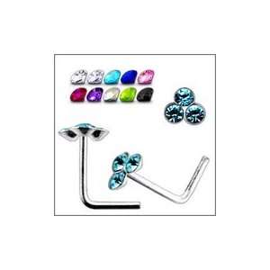  Triple Stone L Shaped Nose Pin Piercing Jewelry Jewelry