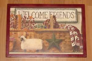 PRIMITIVE COUNTRY WELCOME FRIENDS FRAMED WALL DECOR  