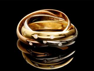   Cartier Trinity 18k Three Gold Tone Diamond Ring   Size 6.5  
