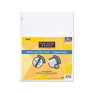 Reinforced Filler Paper, 20 lb., College Ruled, 11 x 8 1/2, White, 100 