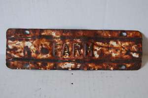 Vintage Farm Vehicle License Plate Tractor Industrial  
