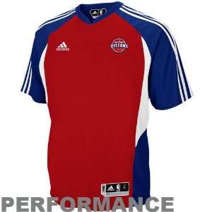 adidas Detroit Pistons Red On Court Shooting Performance T shirt 