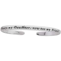   Silver Engraved Daughter Sentiment Cuff Bracelet  