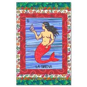  Vintage Loteria Mermaid Mermaid Large Poster by  