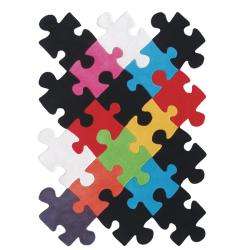   Kids Jigsaw Puzzle Play Multi Wool Rug (36 x 56)  