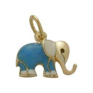  14K Yellow Gold Enamel Elephant Pendant Jewelry