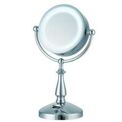   Lighted 10x 1x Touch Control Makeup Mirror w/ Clock  