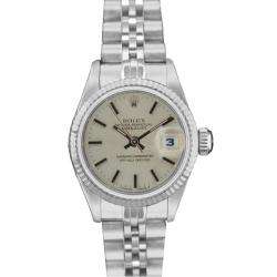 Pre owned Rolex Womens Datejust White Gold Silver Dial Watch 