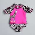 Carters Infant Girls Pink Giraffe and Zebra Swimsuit