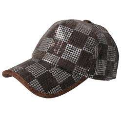 Journee Collection Womens Checkered Sequin Baseball Cap   