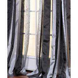 Black and Grey Striped 108 inch Sheer Curtain Panel  