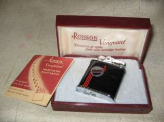 Vintage Art Deco Chrome Ronson Lighter Vanguard Box Booklet  