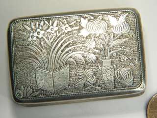 QUALITY ANTIQUE CHINESE STERLING SILVER ENGRAVED SNUFF BOX CHINA c1800 