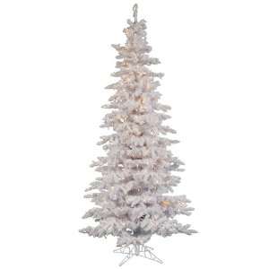 7.5 Flocked White Slim Christmas Tree w/ 1019T & Snow 400 