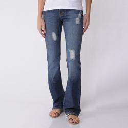 Blue Cult Womens Midrise Distressed Flare Jeans  