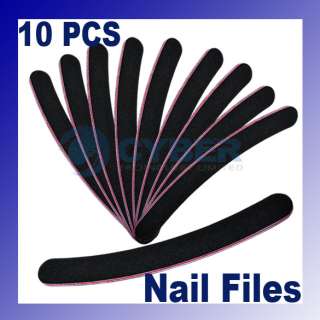 10 x Nail Files Buffing Buffer Crescent Grit Sandpaper  