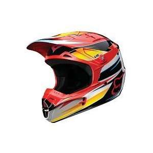  2012 FOX YOUTH V1 HELMET   RACE (SMALL) (RED/YELLOW 