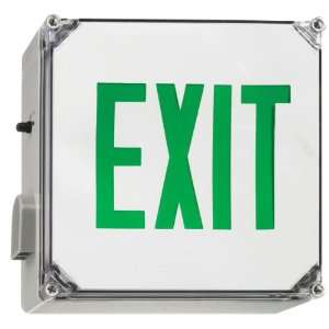   Exit Sign with Battery Backup, Green Letter Color