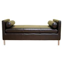 Roscoe Espresso Brown Bench/ Bed End with Two Pillows  
