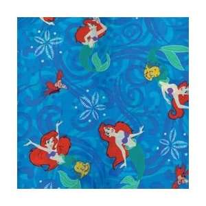  Disney Mermaid Fabric 43/44 Wide 100% Cotton D/R Aqua 