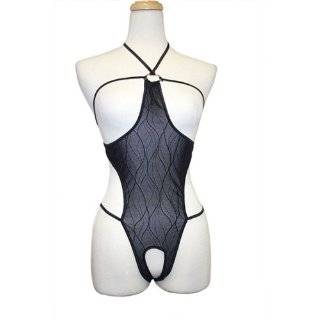 Exposed by Magic Silk Wavy Line Mesh Queen Cupless Teddy. One Size 