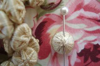 TINY Antique FRENCH Victorian IVORY Silk THREAD Crocheted BUTTON 