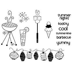 Unity Stamp Retro BBQ  Sweet Summer Day Unmounted Rubber Stamps 