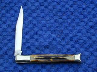 Burnt Stag W15 1901 1/2S Fishtail Knife ~ Made In The USA By Bluegrass 