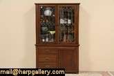 Arts & Crafts Oak Pantry Cupboard Bookcase, Leaded Glass  