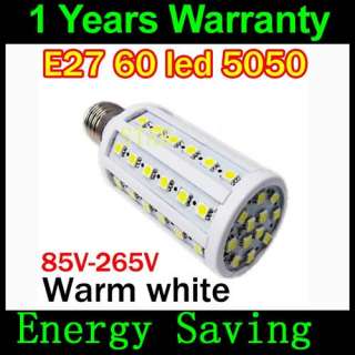   Saving E27 5050 SMD Corn bulb lamp 60 Leds 85V 265V Warm White  