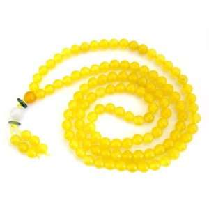   108 Yellow Jade Beads Tibetan Buddhist Prayer Meditation Mala Necklace