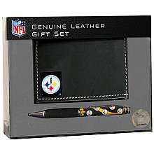 Mens NFL Pittsburgh Steelers Genuine Leather Wallet Pen  