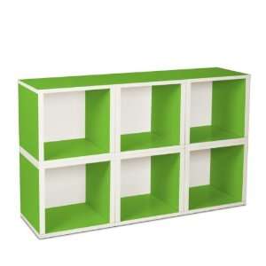  6 Stackable Open Modular Eco Storage Cubes (Green/White 