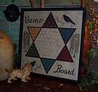 Primitive Vtg Style Chinese Checkers Bird Framed Game Board Gameboard 