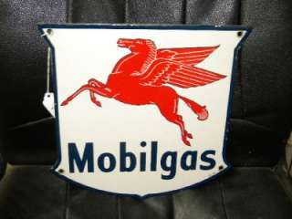   Mobilgas Gas Pump Station Oil Porcelain Sign w/ Pegasus ORIGINAL IR 47