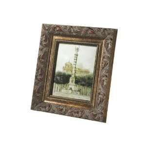 Large Antique Russet Frame With Special Wood Grain Back Glass 13 5/8 X 