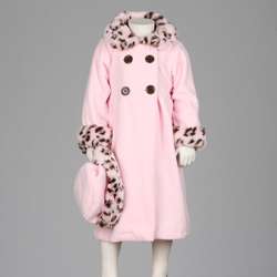 Good Lad Toddler Girls Leopard Trim Polar Fleece and Hat   