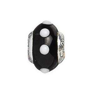     Retired Sterling Silver Bumpy Road/Black Bead with Murano Glass