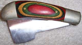 Red Green Yellow Wood HATCHET POCKET KNIFE  