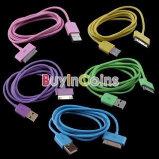 USB Data Sync Connector Charger Cable Color Cord 4 Apple iPod iPhone 4 