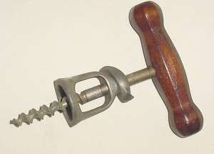 OLD CARVED WOOD IRON BELL CORKSCREW A&J MADE IN USA  
