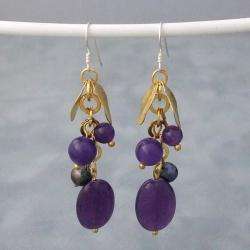   Amethyst and Pearl Dangle Earrings (6 7 mm) (Thailand)  