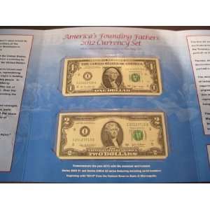 Americas Founding Fathers 2012 Currency Set   Matching Serial #   $1 