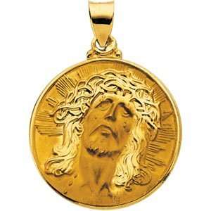  R41603 14K Yellow Gold 23.25X23.50 Mm Hollow Face Of Jesus 