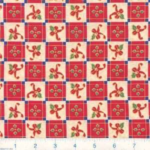  45 Wide Nutcracker Suite Holly Squares Red Fabric By The 