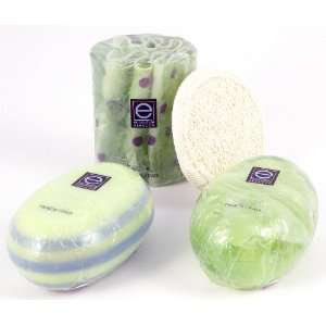   Scented Glycerine Soap Set of 3 Bars, FREE Loofah Pad, CLOSEOUT