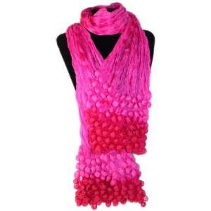  100% Silk Pink Red Tie Dyed Scarf 