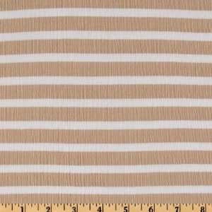 com 42 Wide Designer Smocked Jersey Knit Stripes Camel/White Fabric 