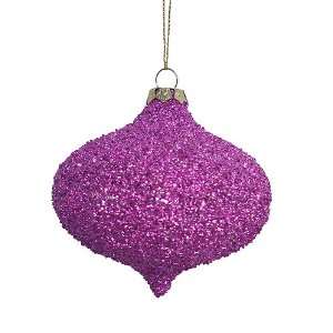  Hot Pink Onion Shaped Crushed Glass Christmas Ornament 